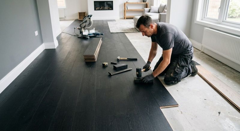 Dark Wood Floor Installation in Alexandria, VA